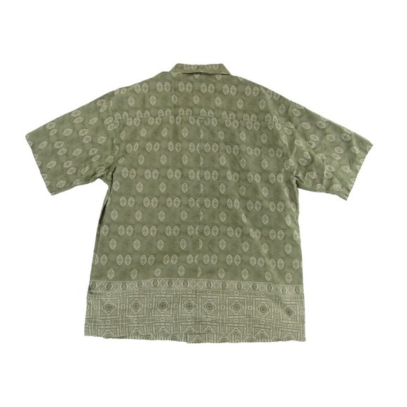 The North Face A5 Series Mens Hawaiian Shirt L Green Aztek Print - Picture 2 of 7